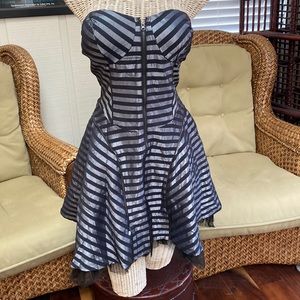 Strapless black and gray striped party dress Size S/P